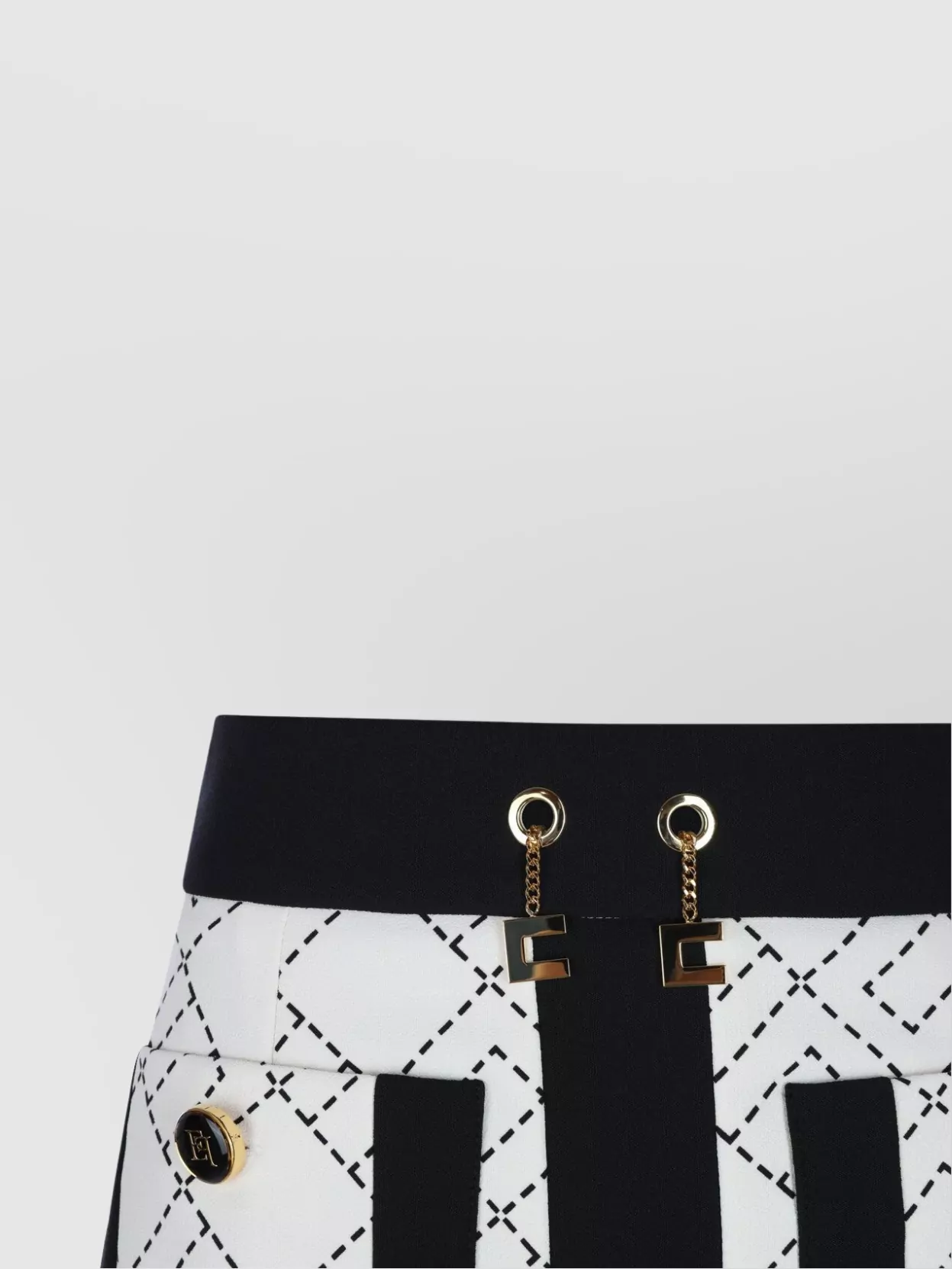 Elisabetta Franchi Geometric Patterned Midi Skirt In White