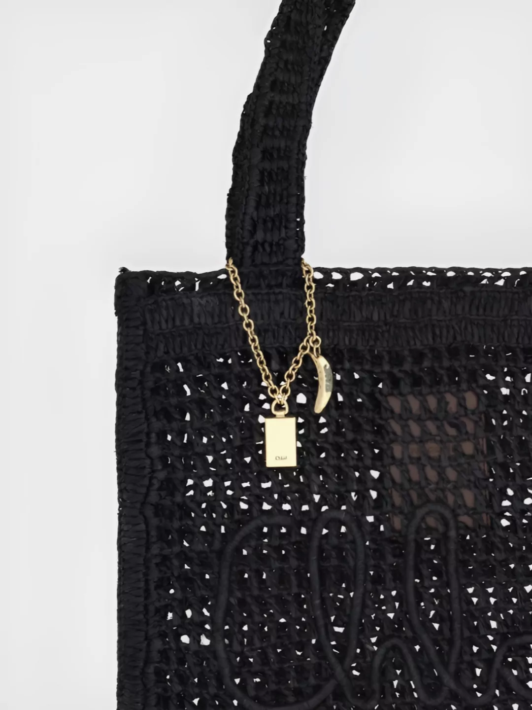 Chloé Raffia Tote Bag Banana Pendant