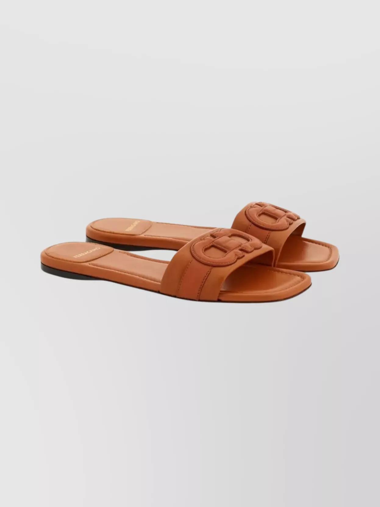 Ferragamo Leather Flat Slides Open Toe