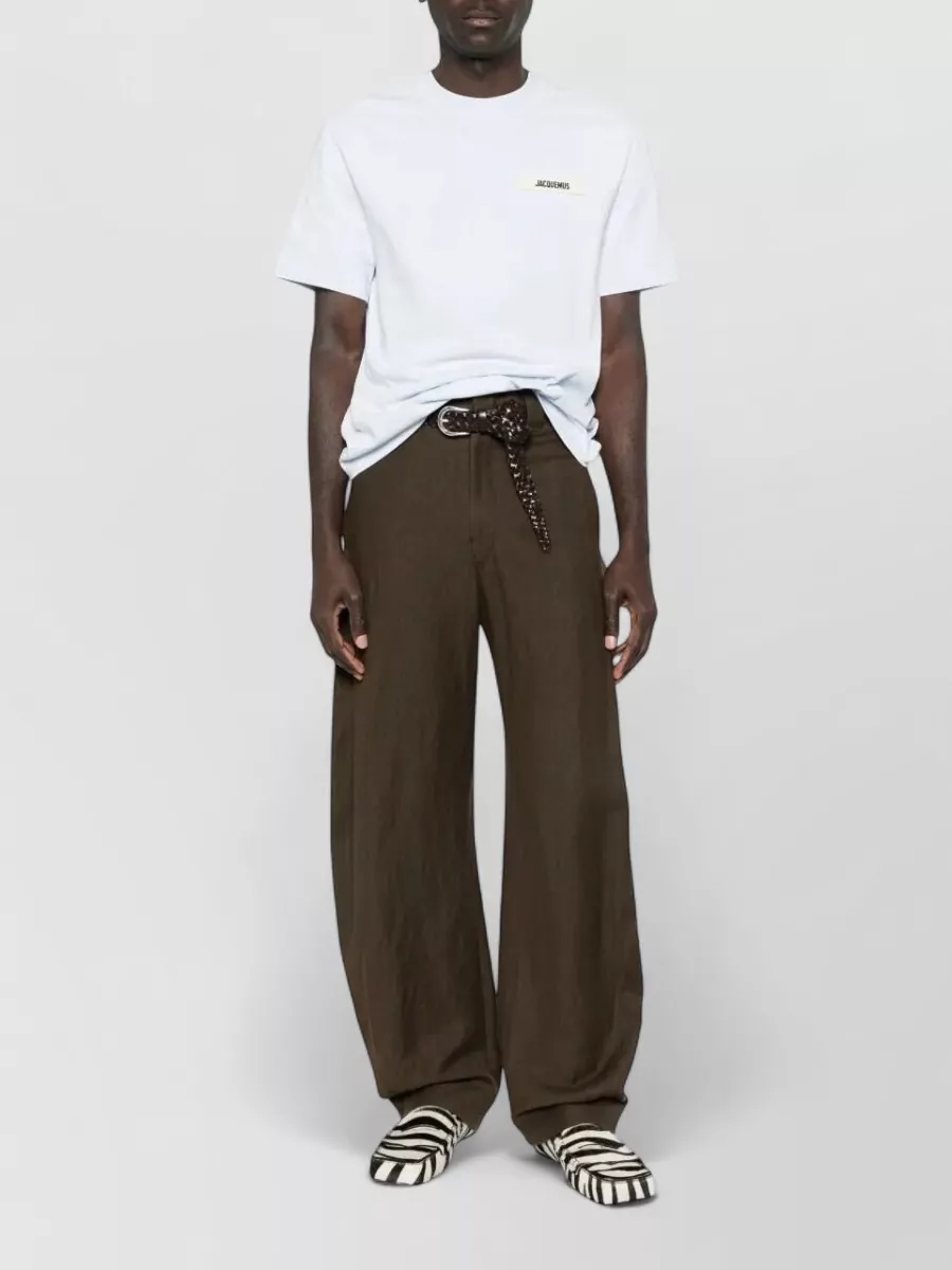 Jacquemus Le T-shirt Gros Grain White T-shirt With Logo Patch On The Front In Cotton Man In White