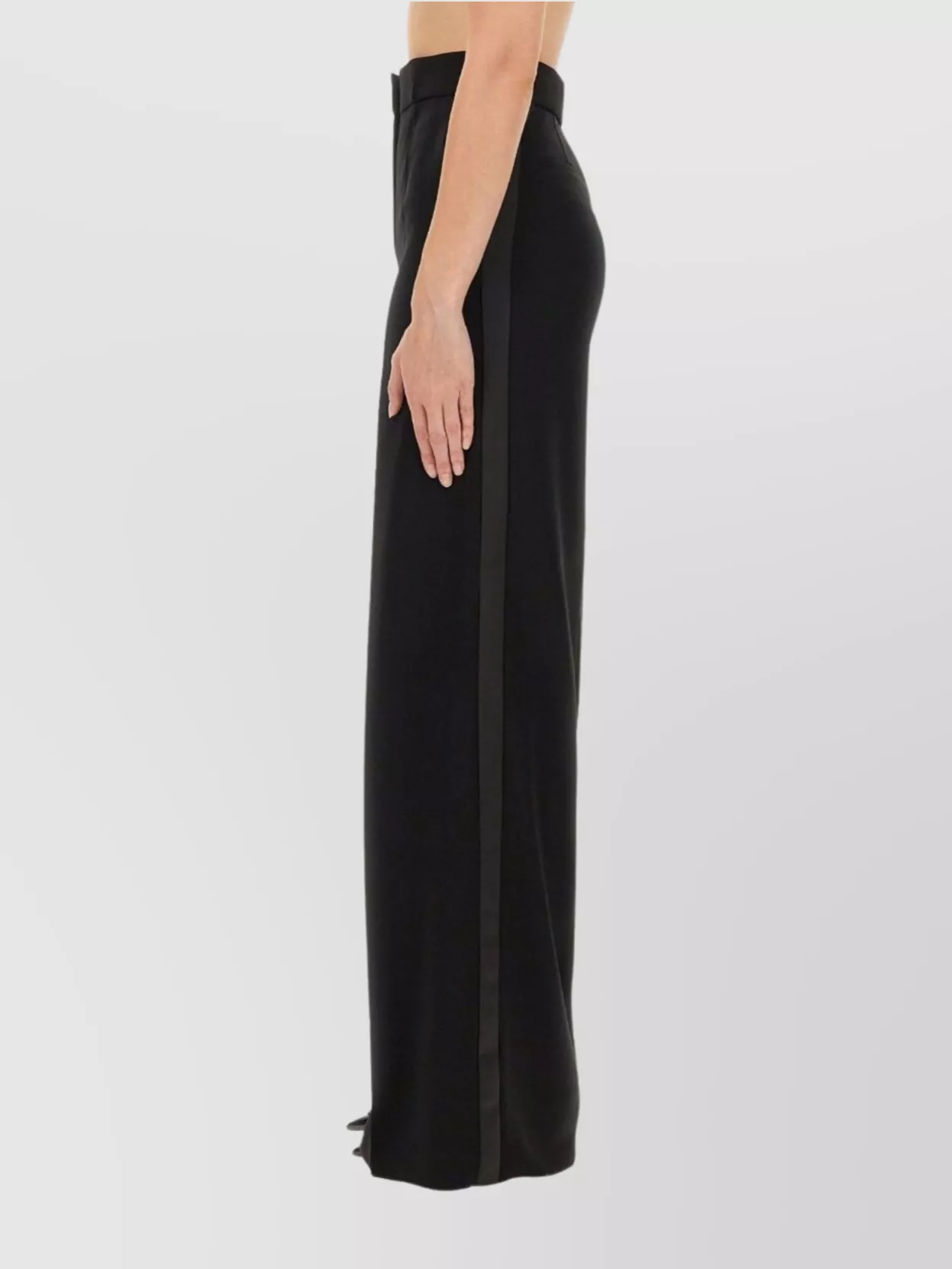 Max Mara High Waist Wide Leg Trousers With Stripe