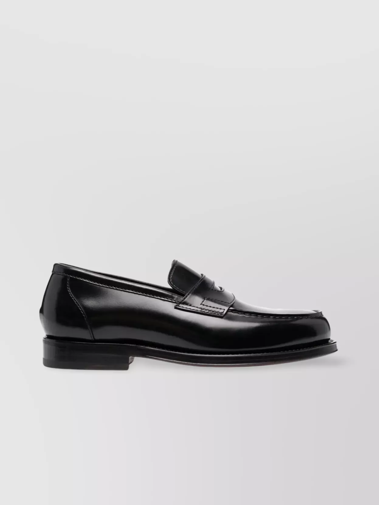 Santoni Leather Sole Penny Strap Round Toe Loafer