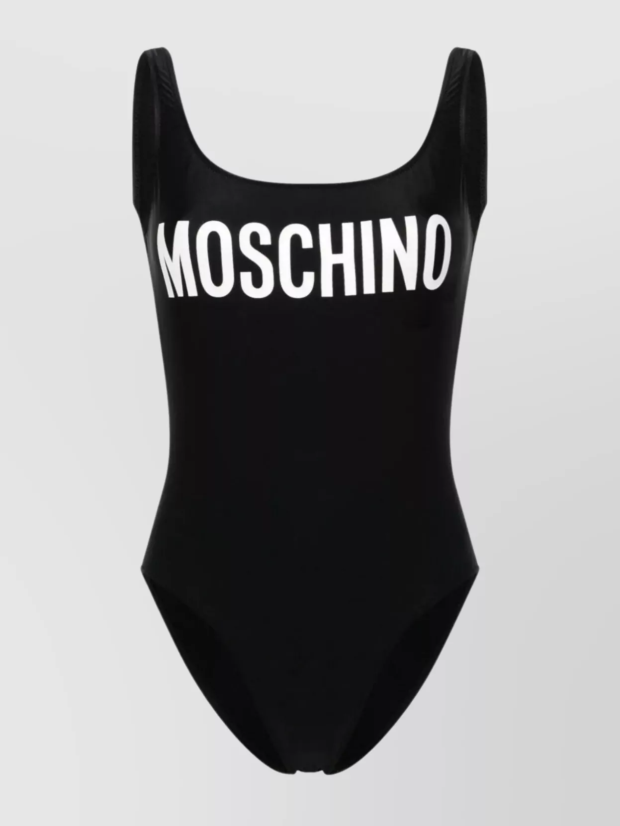 Shop Moschino Logo Scoop Neck High-cut Swimsuit