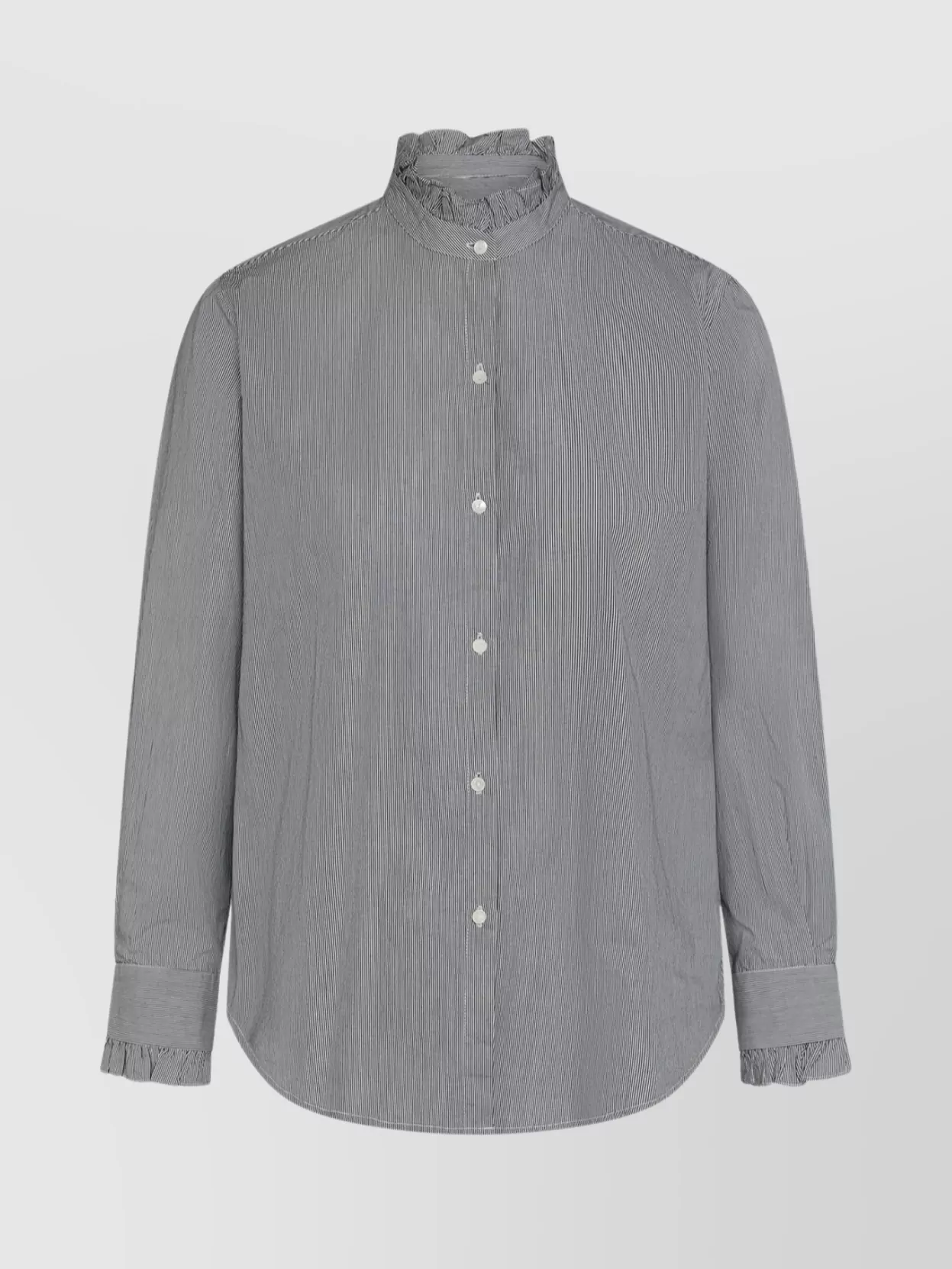 Nili Lotan Cotton Shirt With Ruffled Collar And Stripes