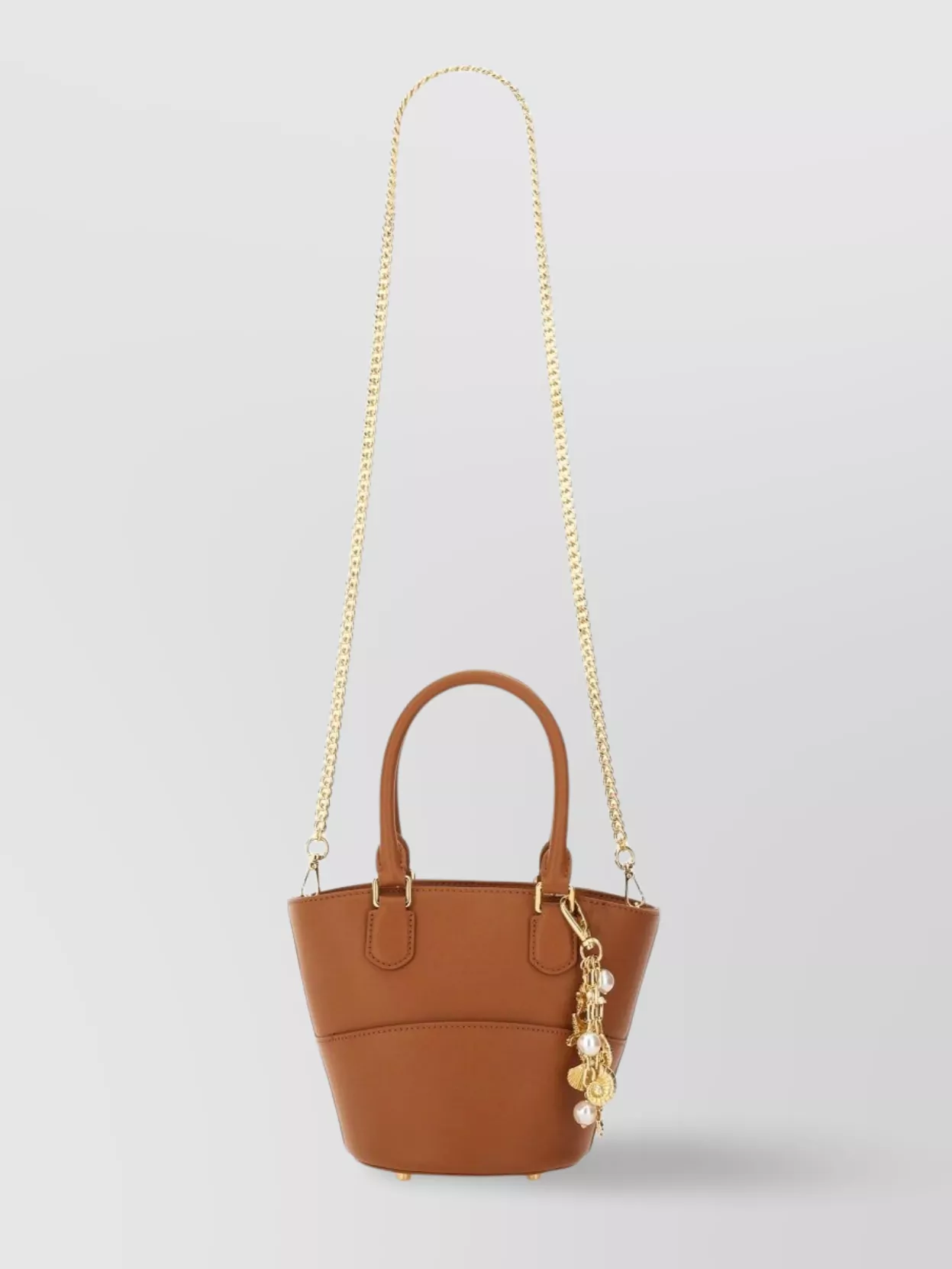 Self-portrait Chain Strap Top Handle Structured Shape In Brown