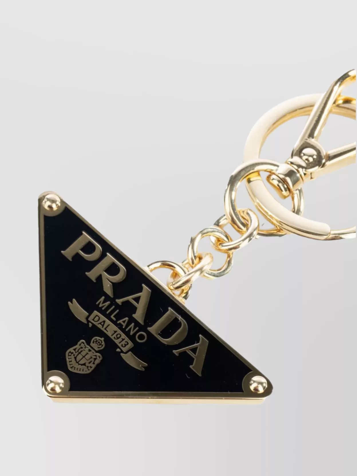 Prada Saffiano Leather And Metal Keychain