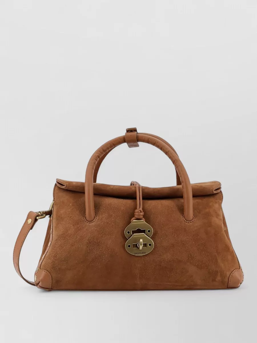 Zanellato lamb leather studded shoulder bag