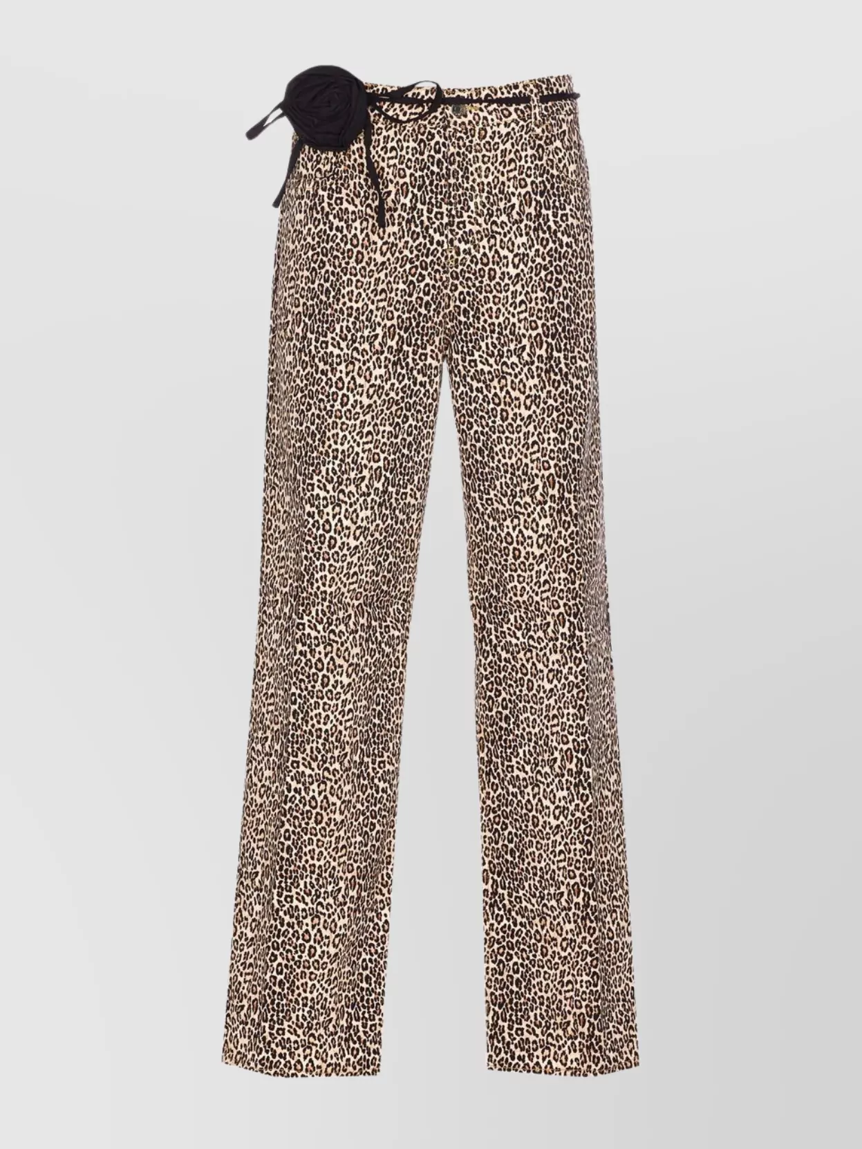 Liu •jo Trousers Animal Print Roses Detail In Brown
