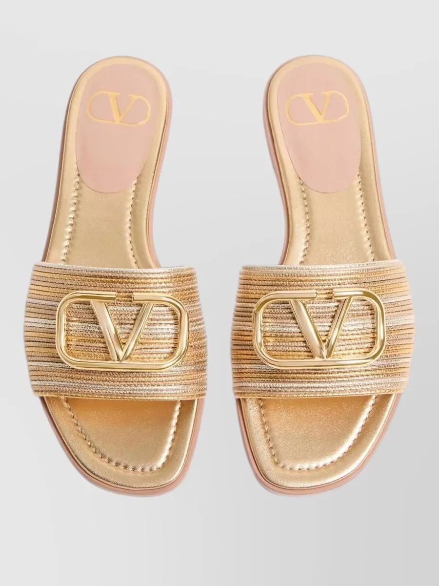 Valentino Garavani Vlogo Signature Leather Sandals Flat Design