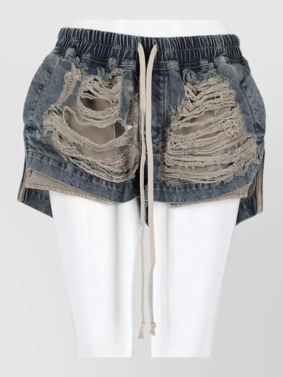 Rick Owens Drkshdw denim high-rise distressed shorts