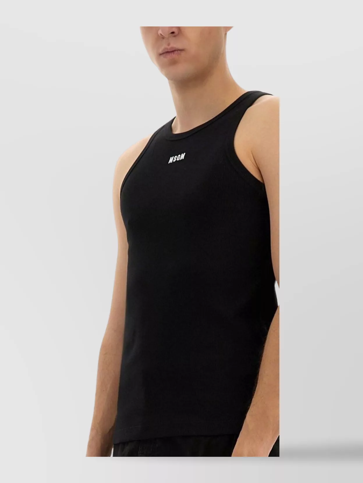 Msgm Ribbed Texture Sleeveless Cotton Tank Top
