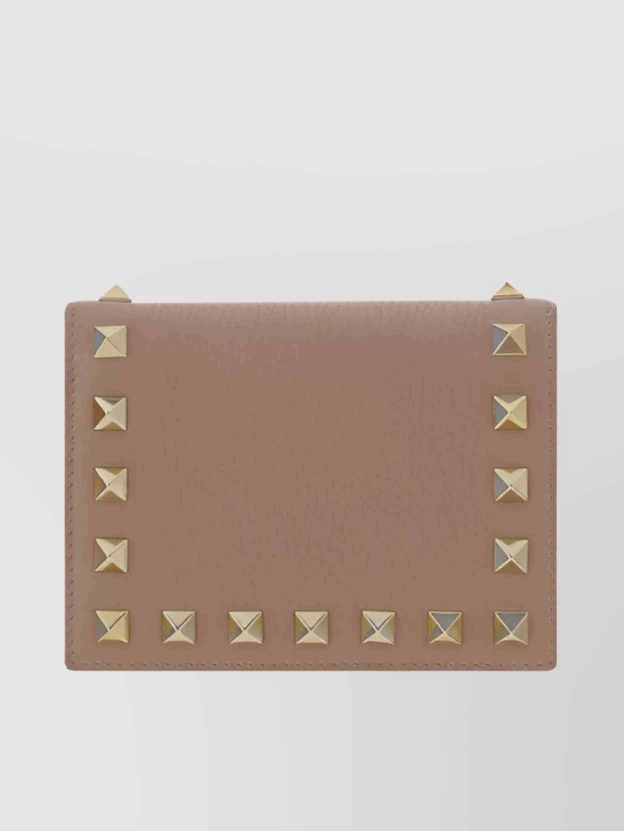 Shop Valentino Rockstud Beaded Grained Leather Wallet