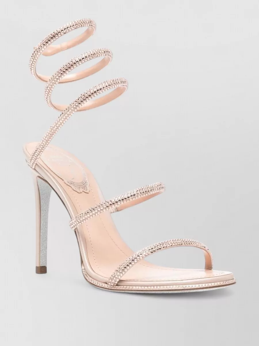 Rene Caovilla leather crystal-embellished wrap-around heel sandals