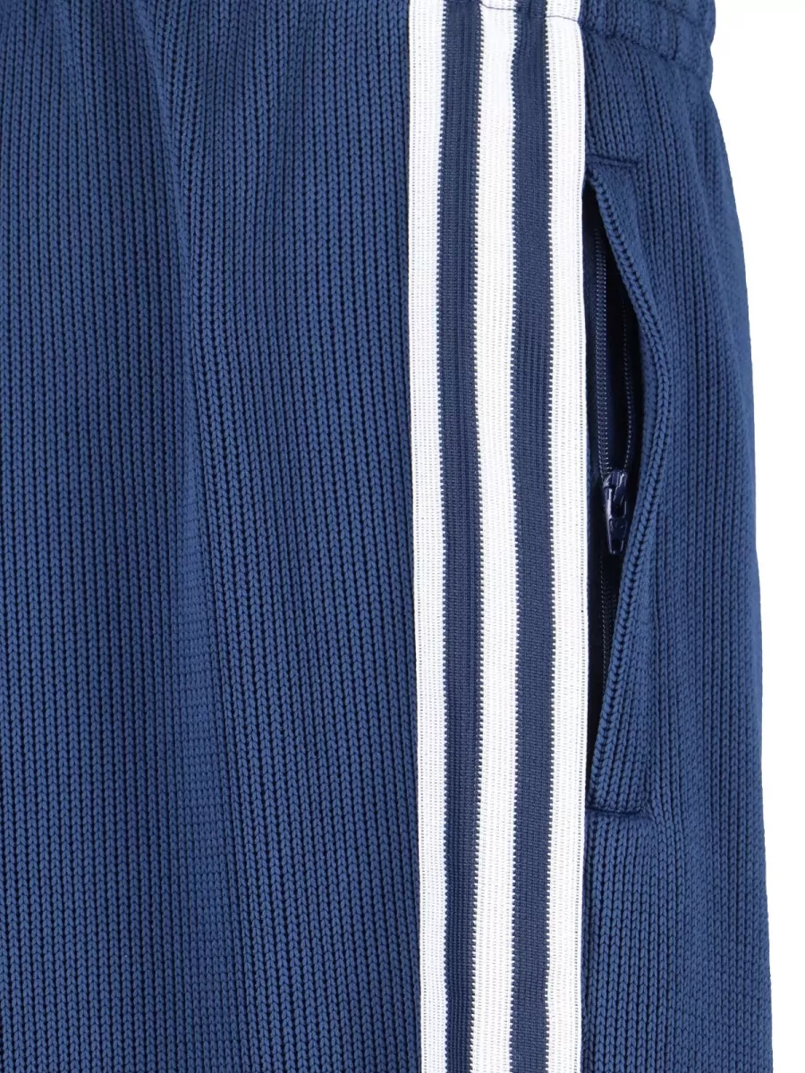 Adidas Straight Trousers Elastic Waistband Ribbed Texture Side Stripes