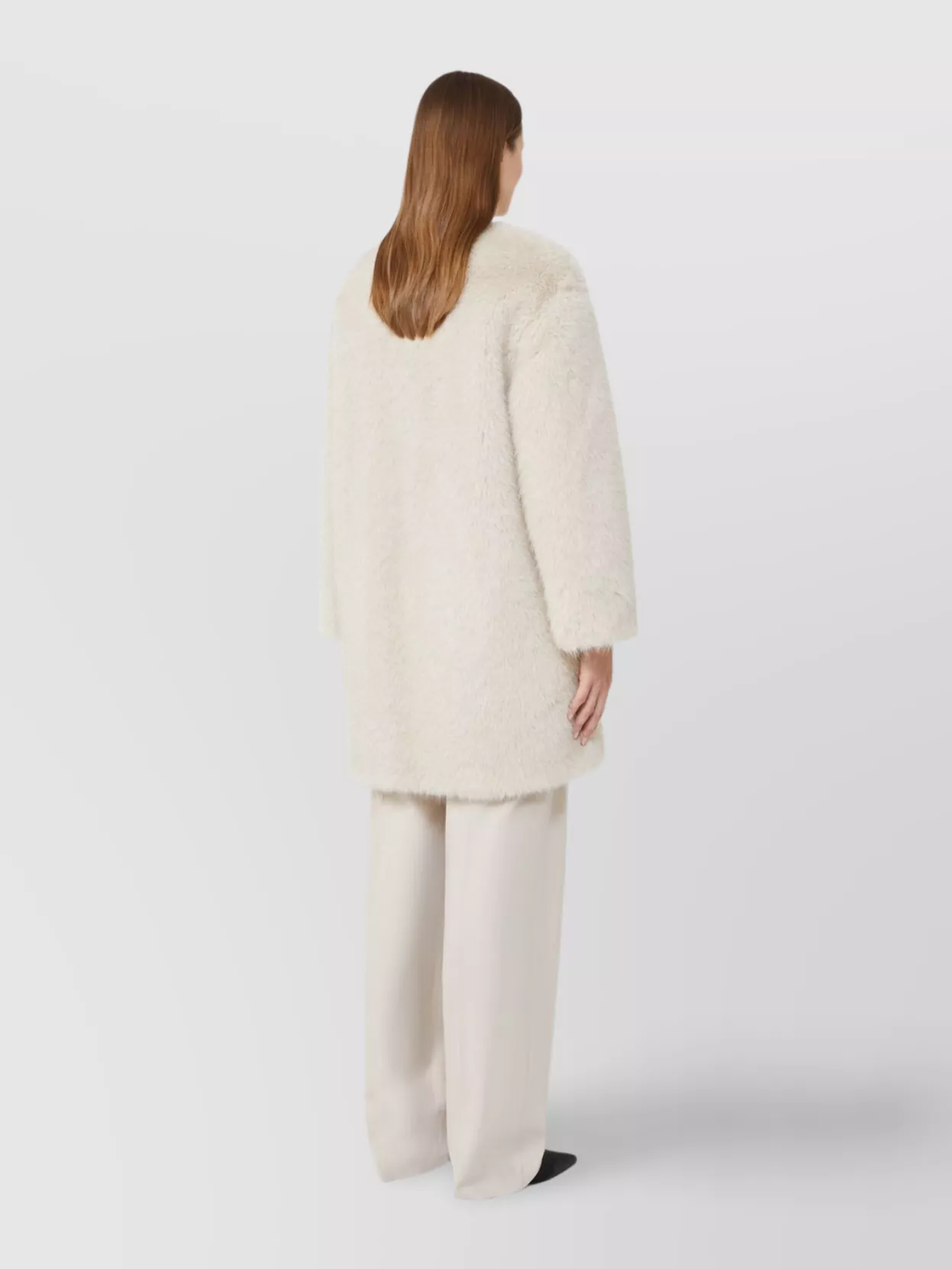 S Max Mara Faux Fur Knee Length Jacket