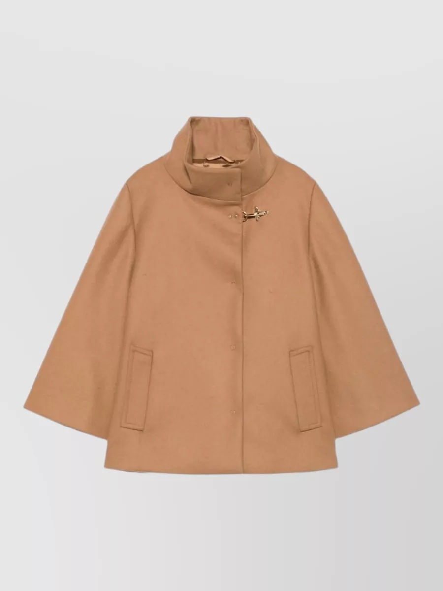 Fay wool and cashmere funnel-neck three-quarter-sleeve cape
