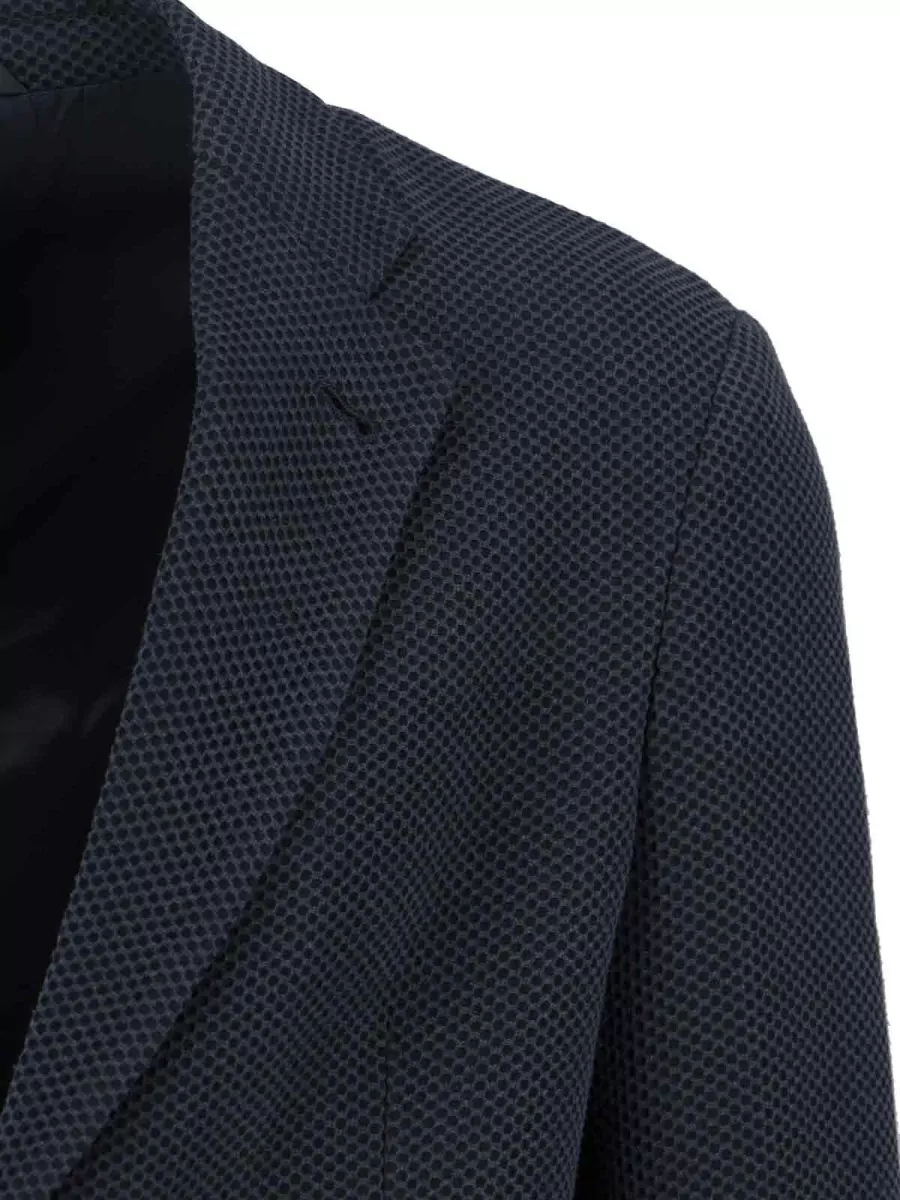Giorgio Armani Single Breasted Blazer Textured Fabric Notch Lapel