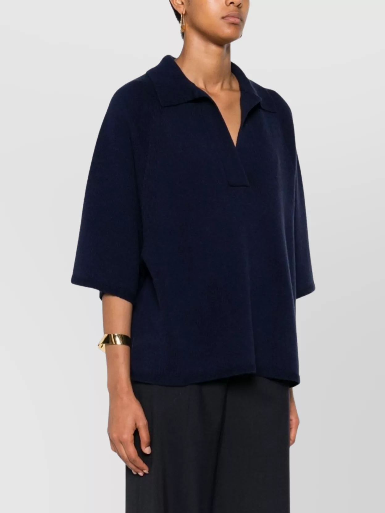 Emporio Armani Oversized Polo Shirt Ribbed Texture