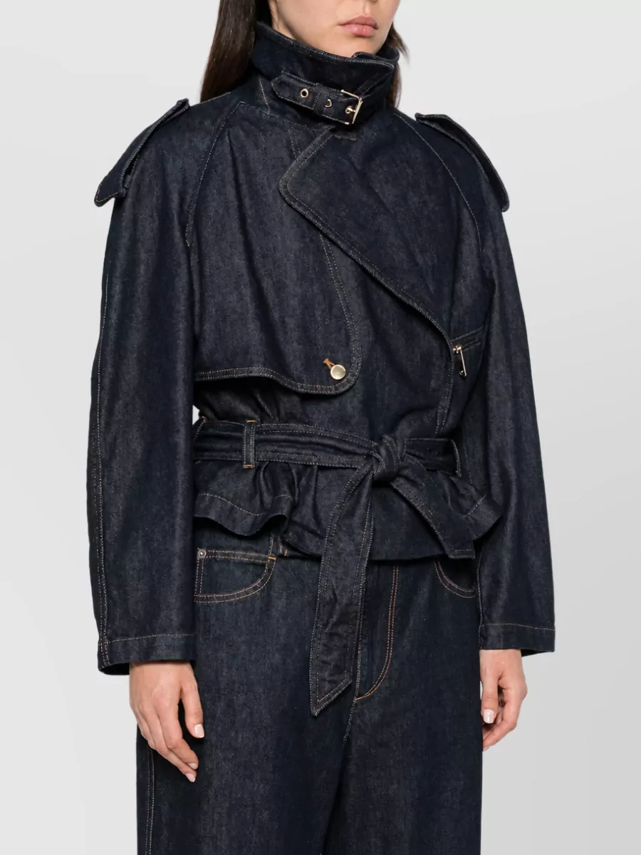 Emporio Armani Denim Belted Peplum Jacket