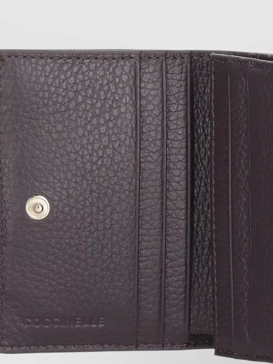 Coccinelle Pebbled Leather Compact Wallet Cardholder