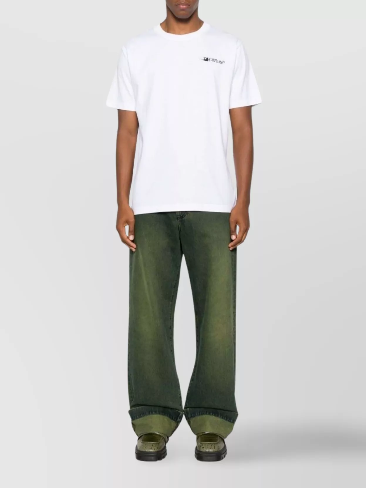 Off-white Cotton T-shirt With Graphic Design And Crew Neck In White