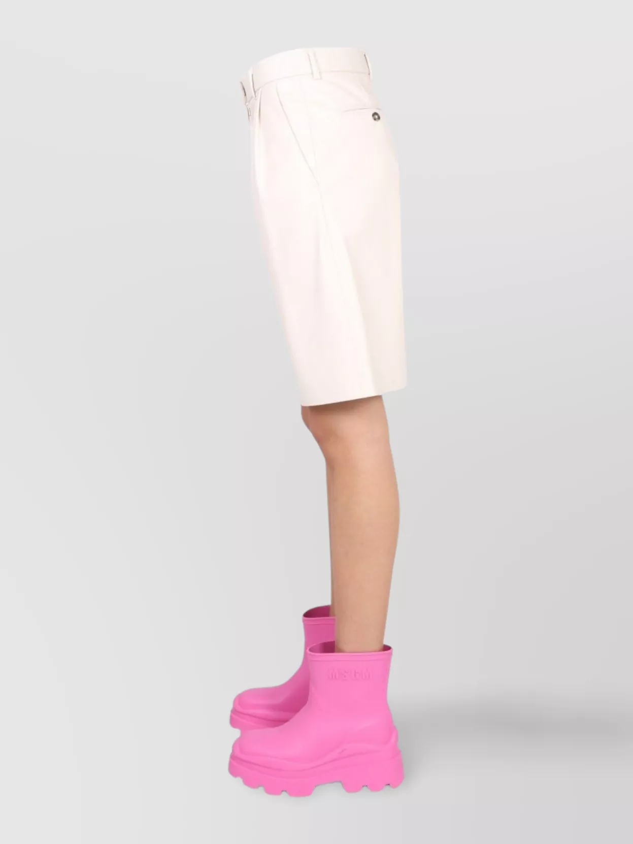 Msgm Faux Leather Bermuda Shorts In Neutral