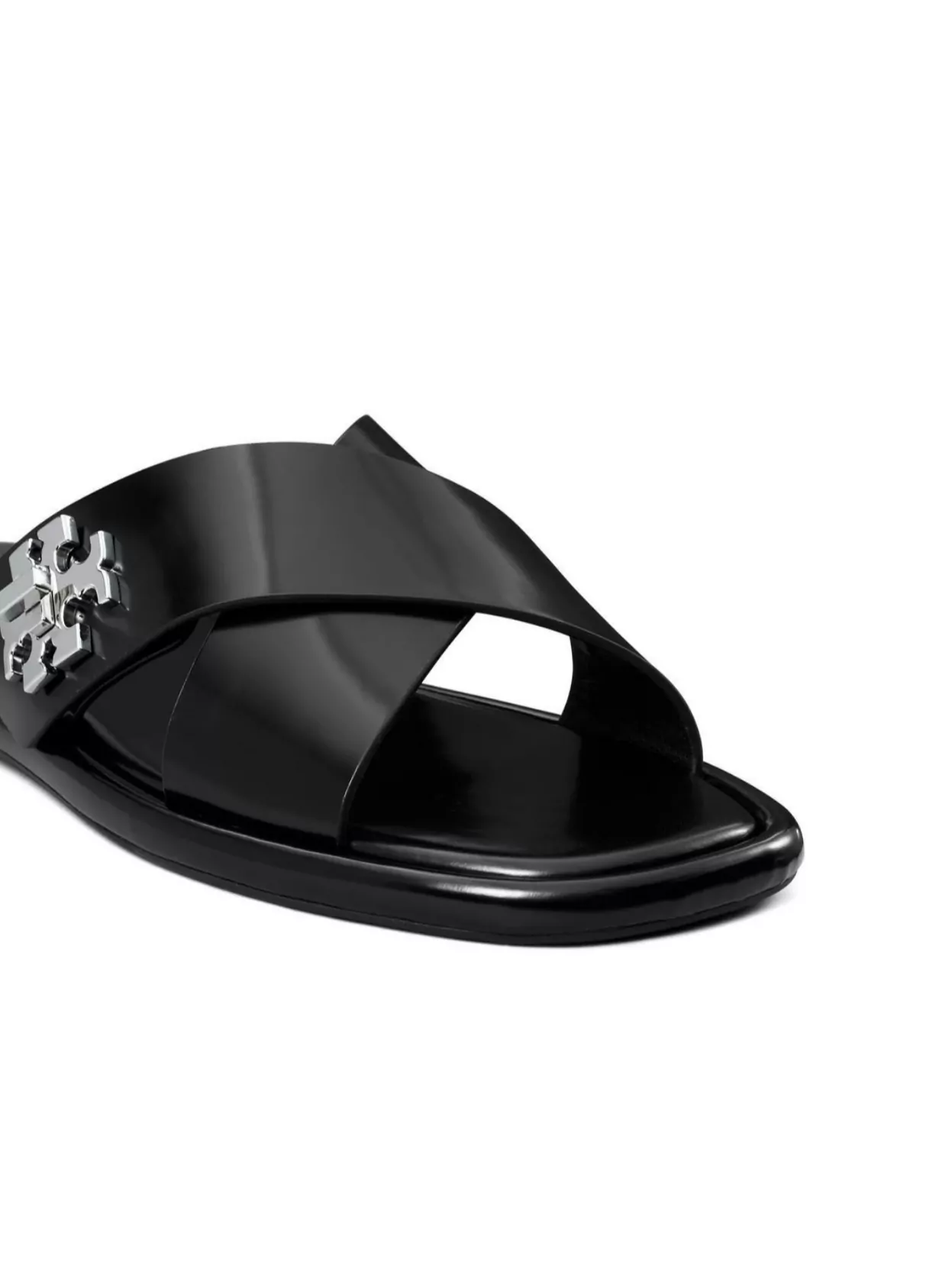 Tory Burch T Lock Slide Sandals With Cross Strap