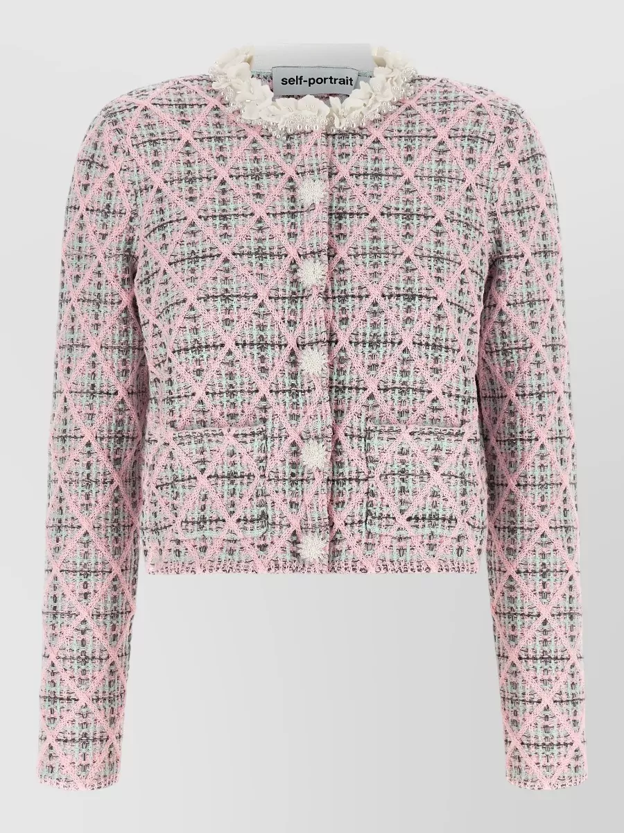 Self-Portrait bouclé cropped cardigan
