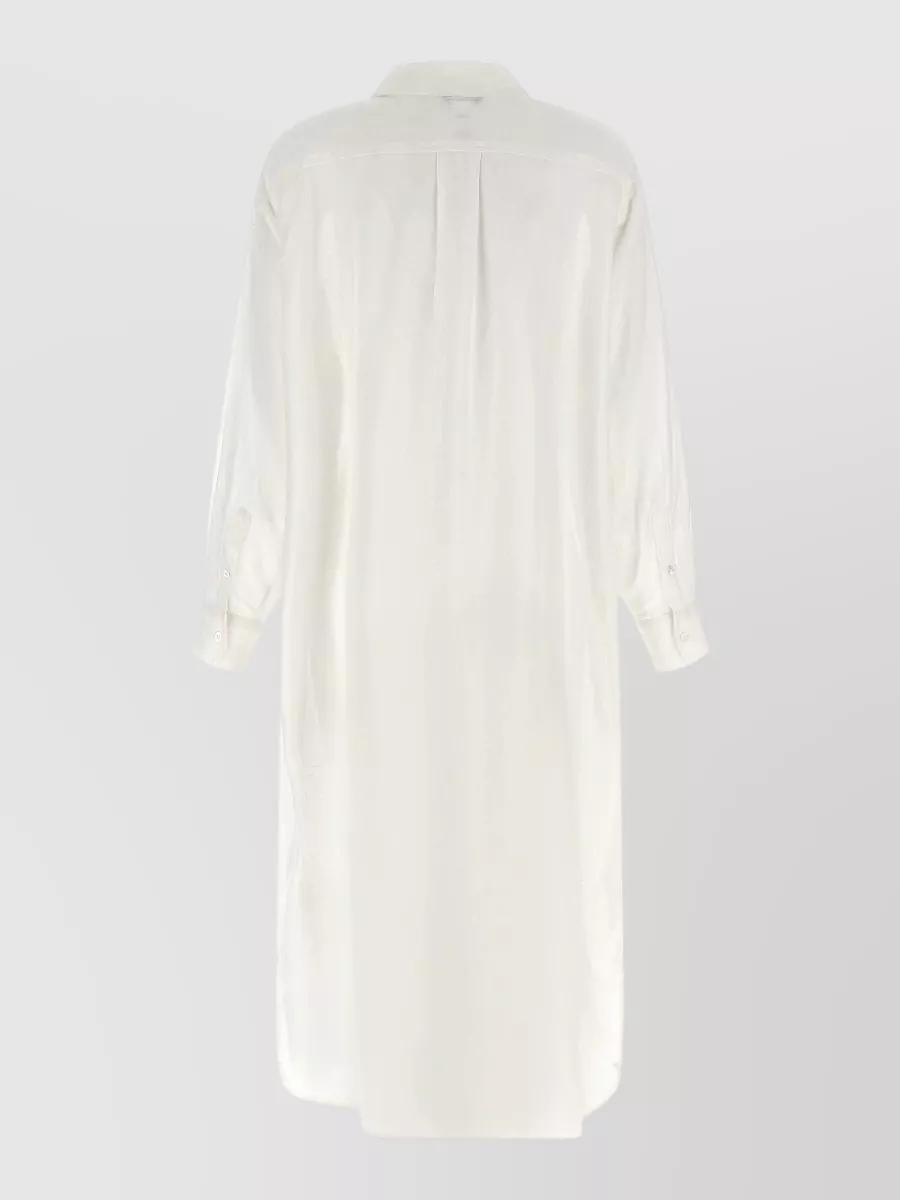 Polo Ralph Lauren Linen Blend Long-Sleeve Shirt Midi Dress
