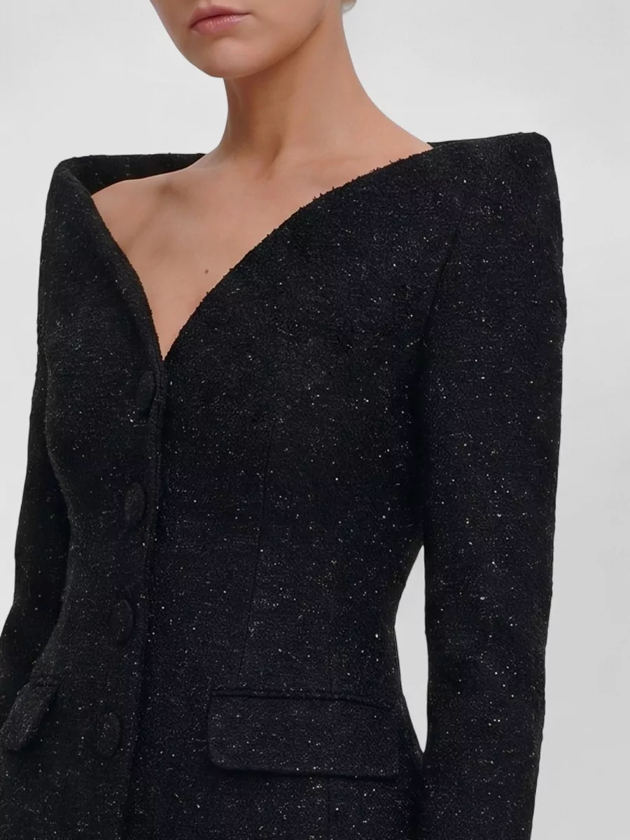 Self-Portrait Metallic Bouclé Satin Maxi Dress