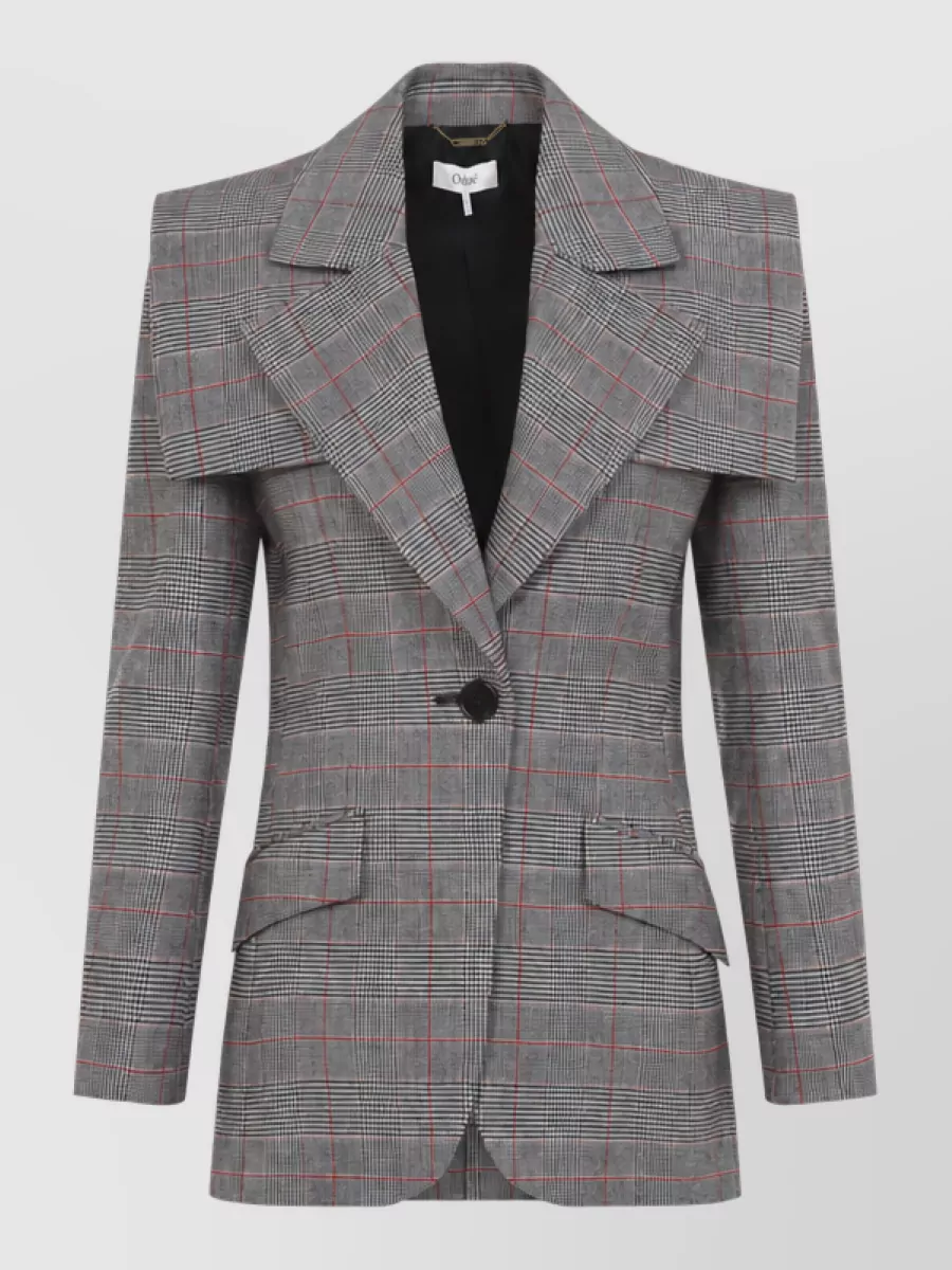 Chloé Wool Prince Of Wales Check Single-Breasted Blazer