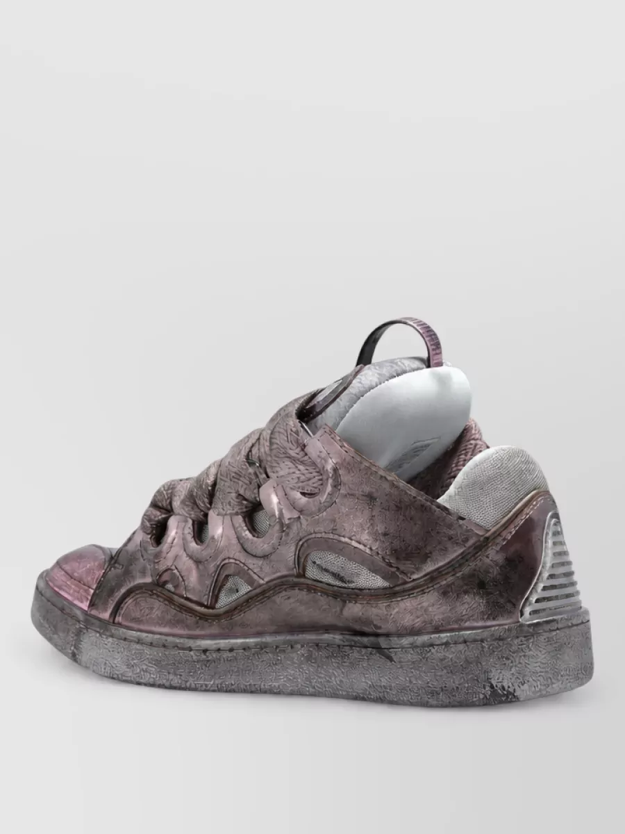 Lanvin metallic low-top lace-up sneakers