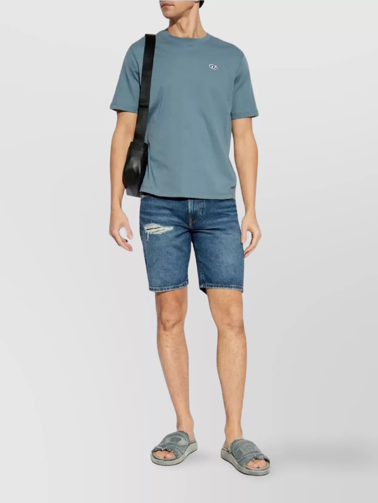 Diesel Raw Hem Distressed Five-Pocket Belt Loops Shorts