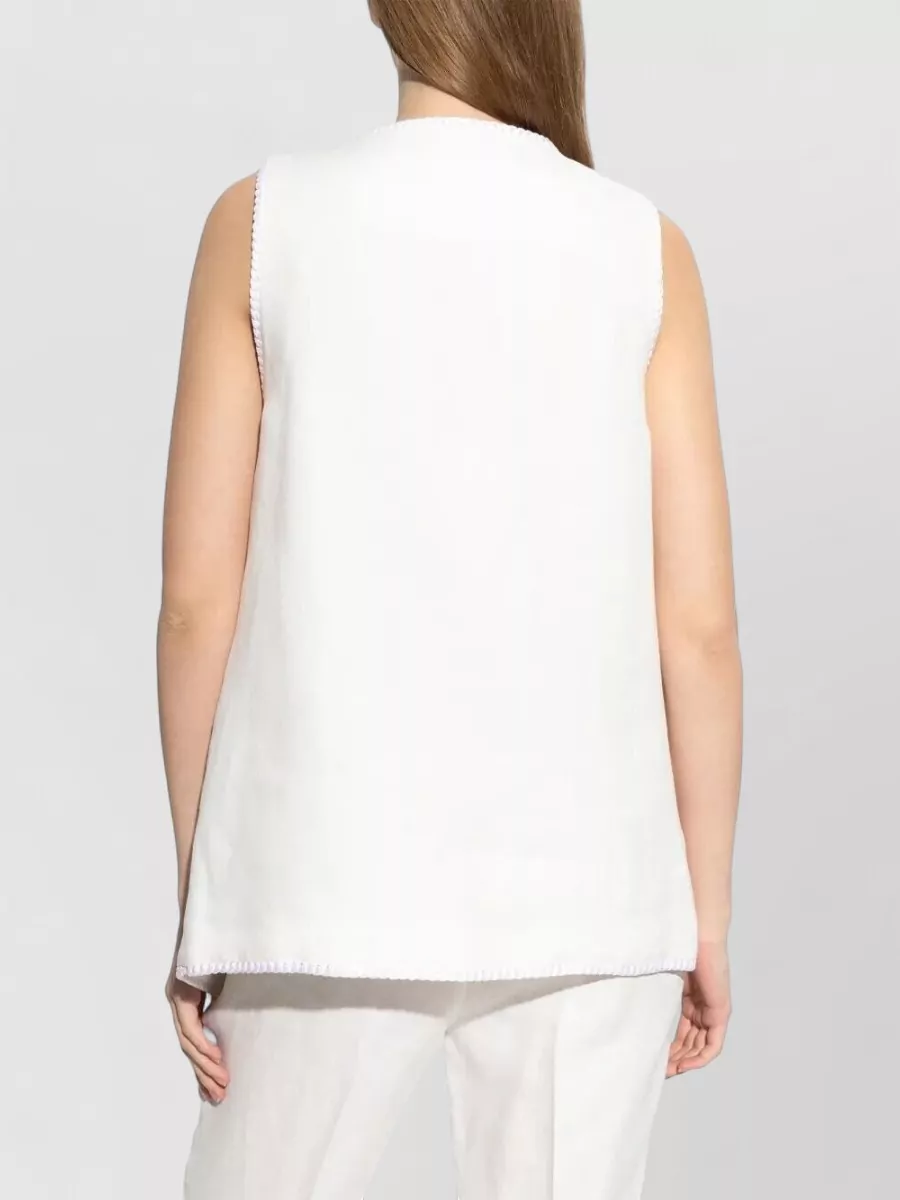 Etro Waistcoat V Neck Textured Contrast Trim