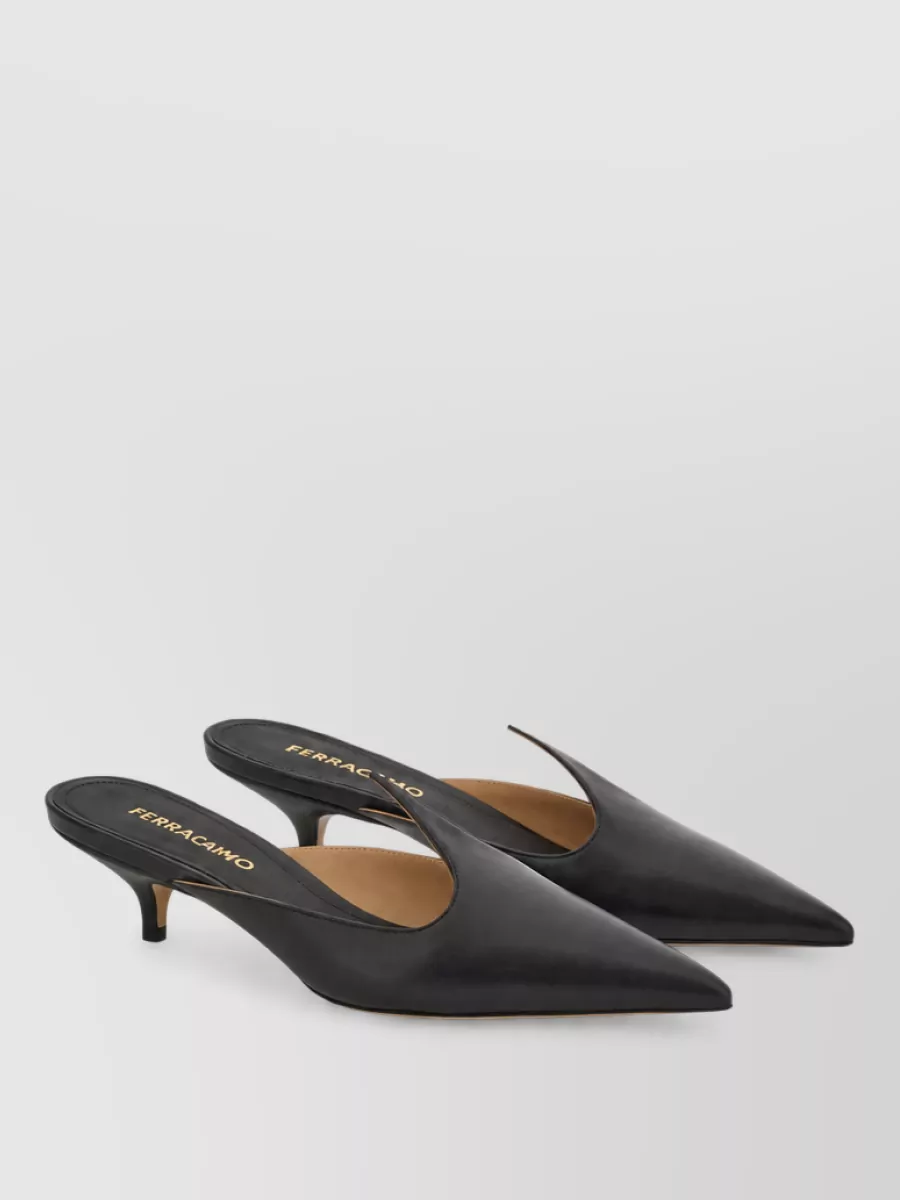 Ferragamo leather heart mule sandals