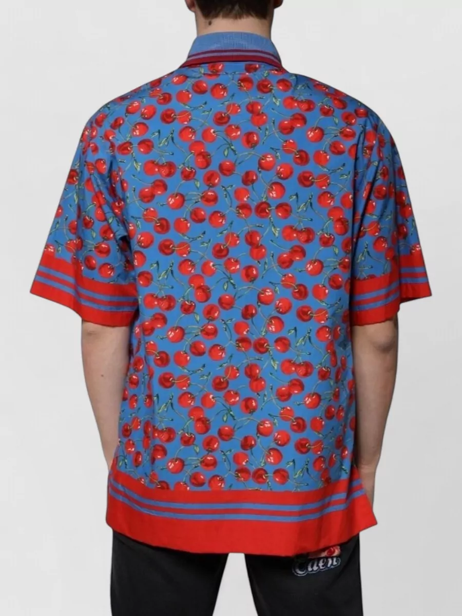 Dolce&Gabbana Cotton Cherry-Print Short-Sleeve Polo Shirt