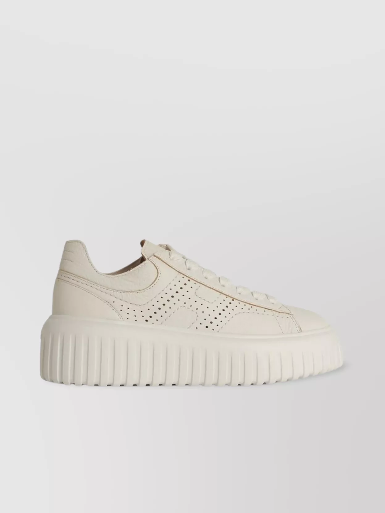 Hogan Leather Sneakers With Perforated Design And Platform Sole