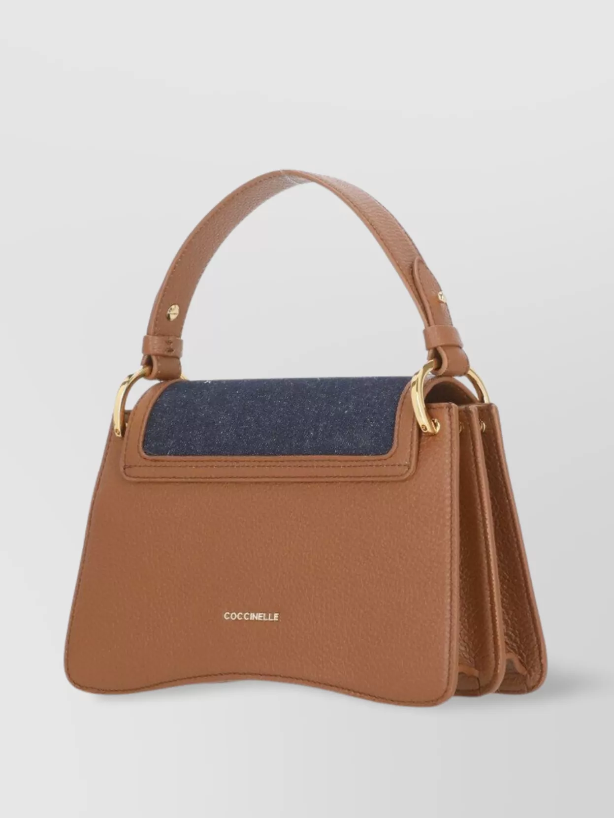 Coccinelle Denim And Leather Shoulder Bag With Gold Hardware