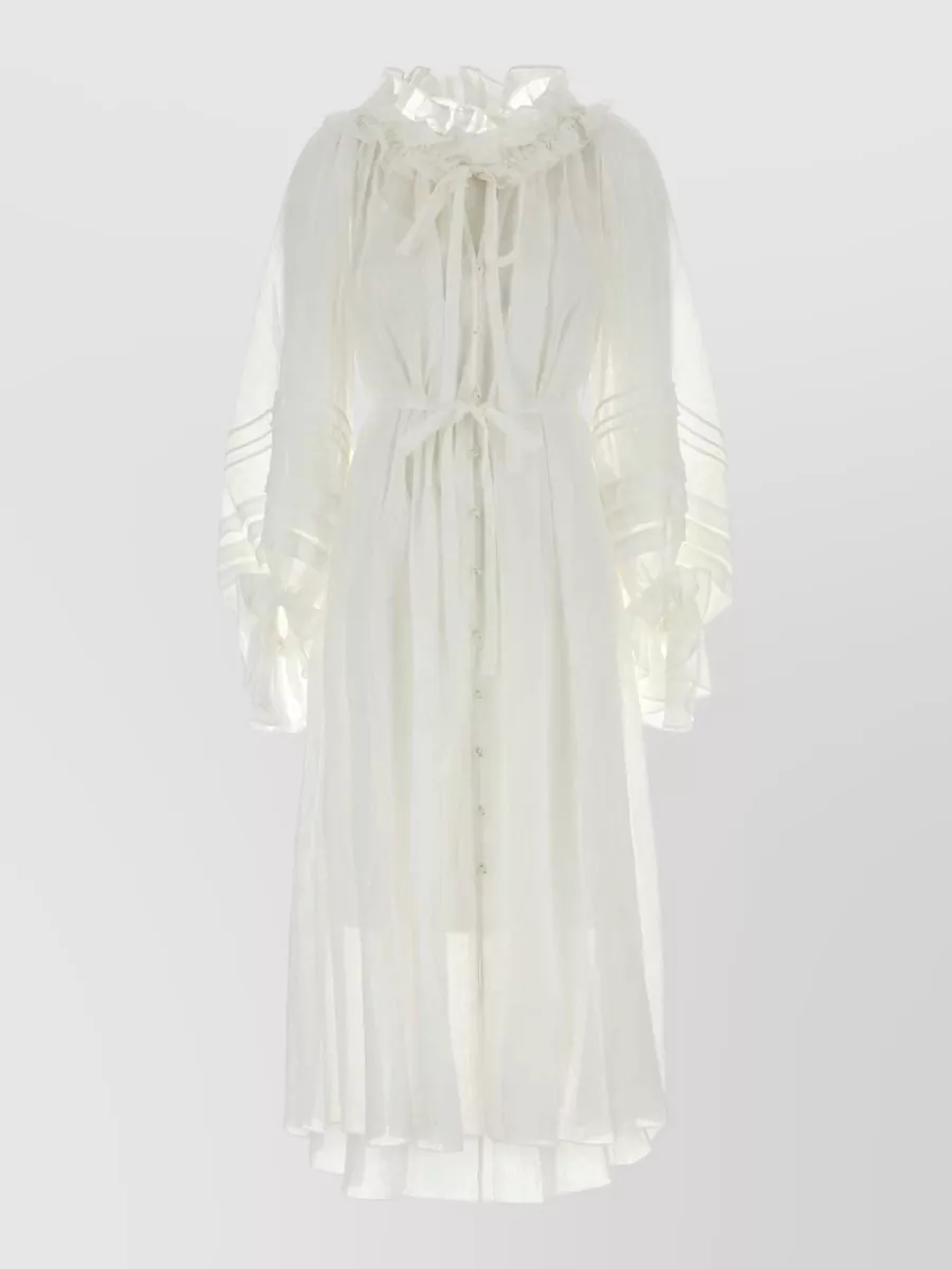 zimmermann sheer dress Zimmermann Ramie rebellion dress puff sleeves ruffles