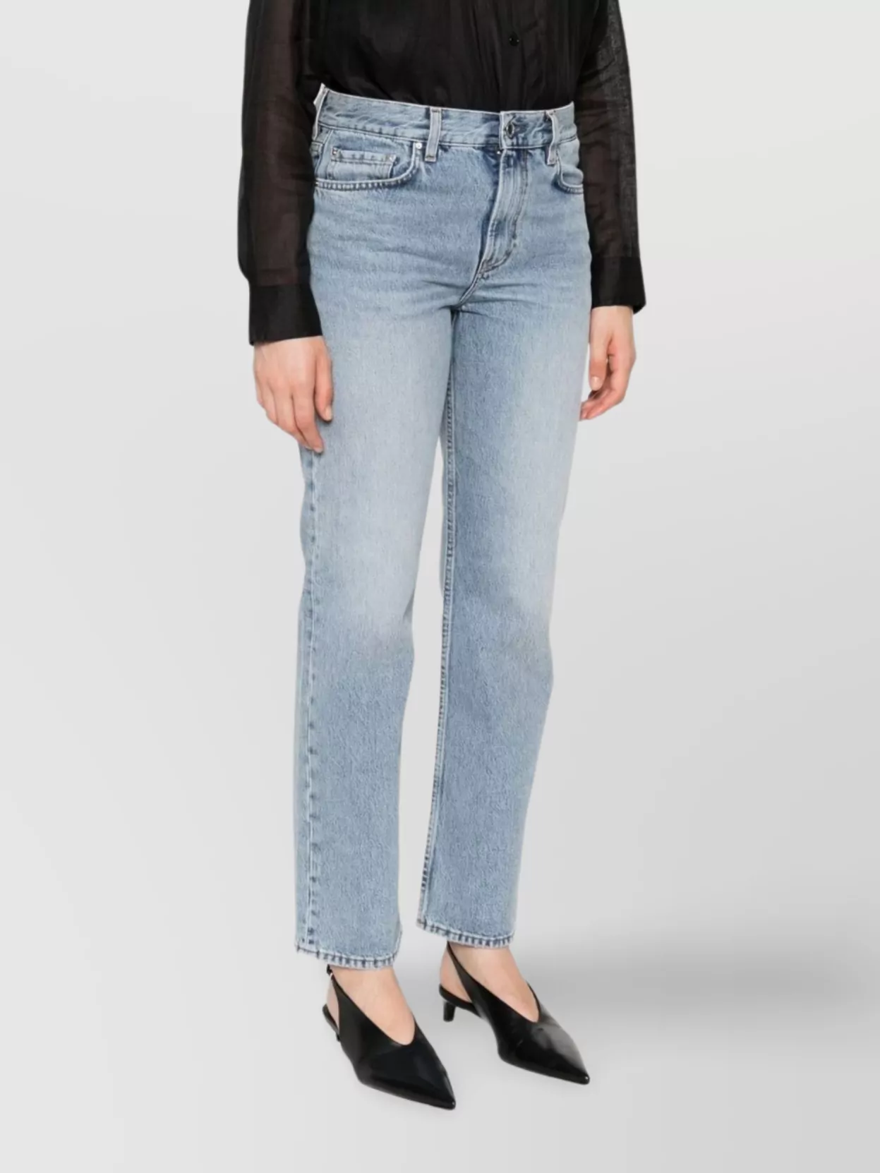 Totême Straight Leg Denim Trousers With Belt Loops In Blue