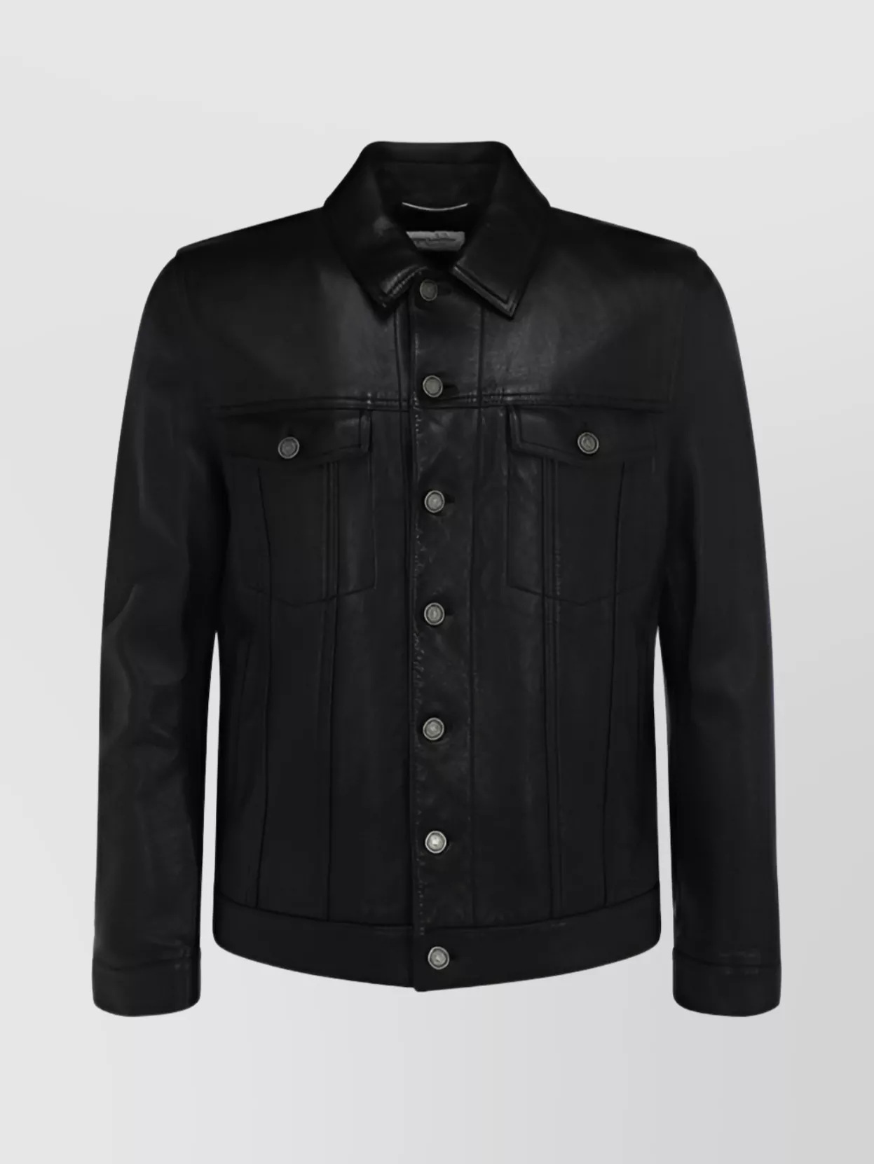 Saint Laurent Lambskin Panel Jacket Flap Pockets In Black