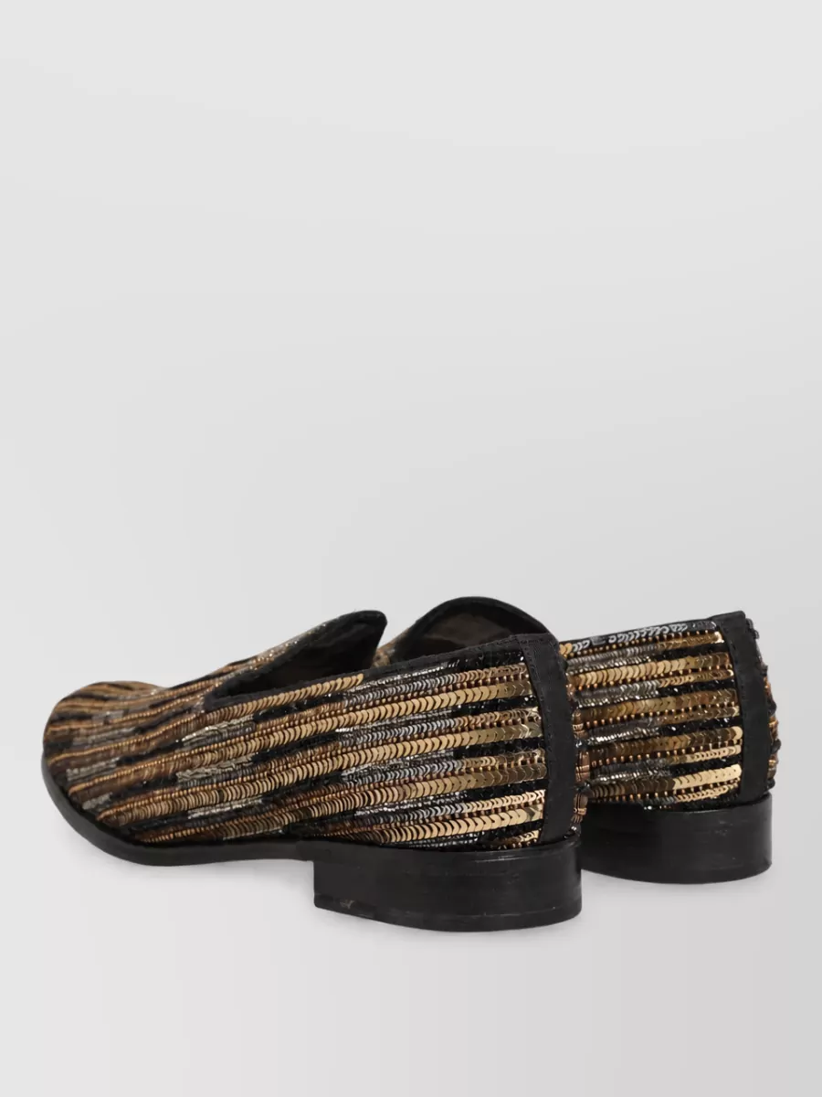 Dolce&Gabbana Leather Sequin Embellished Loafers