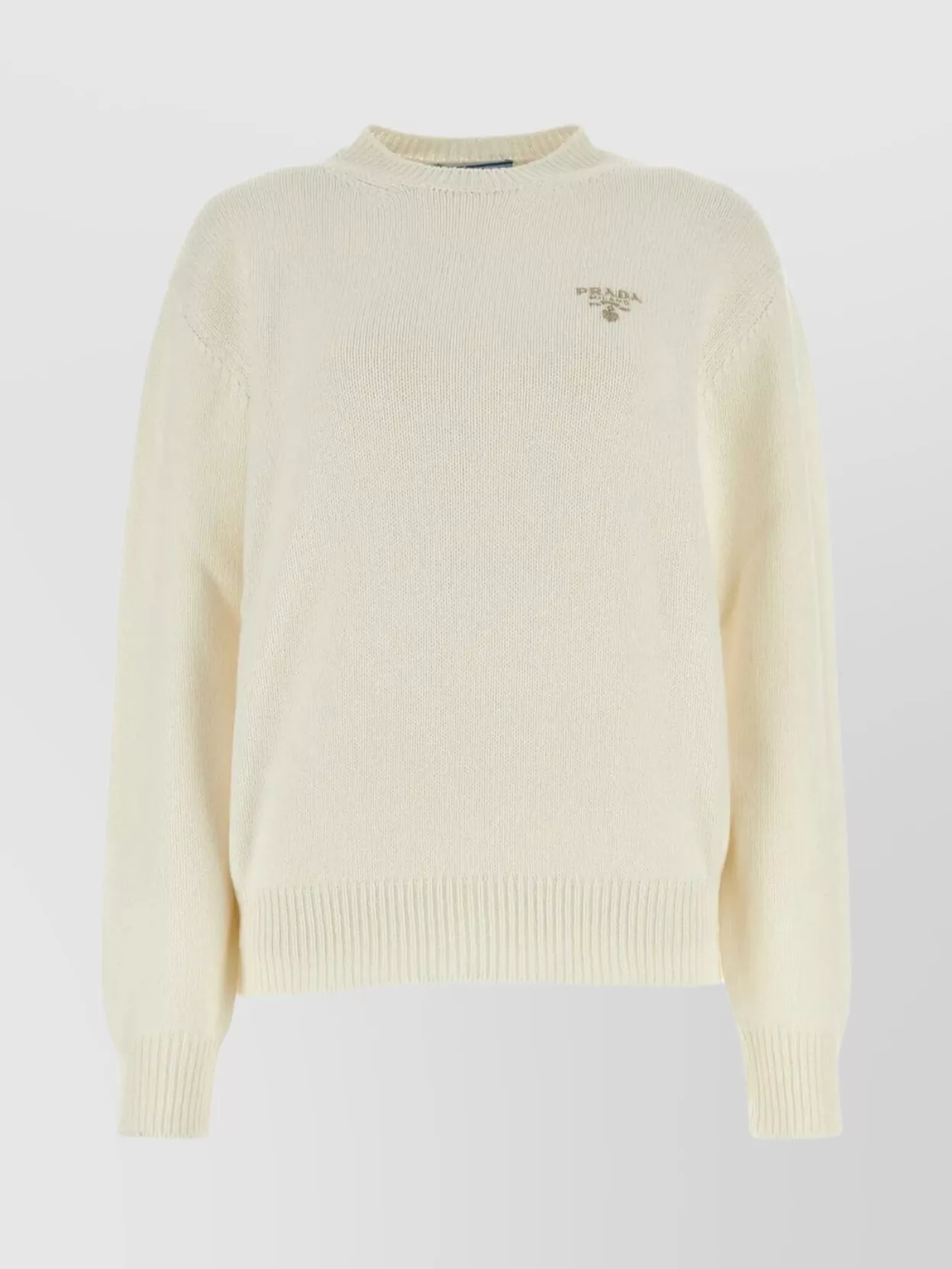 Shop Prada Cashmere Drop Shoulder Sweater In Beige