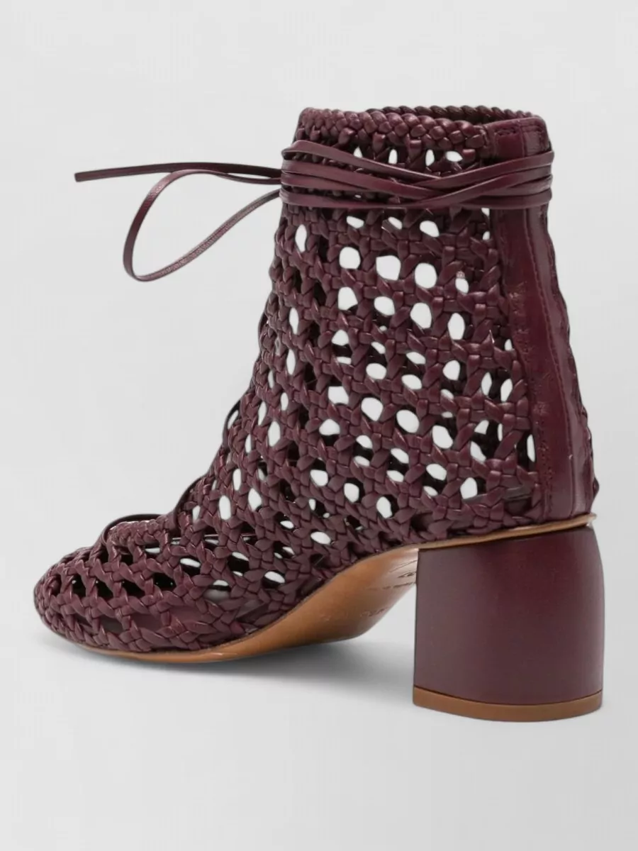 Forte Forte Leather Woven Lace-Up Square-Toe Block-Heel Mules