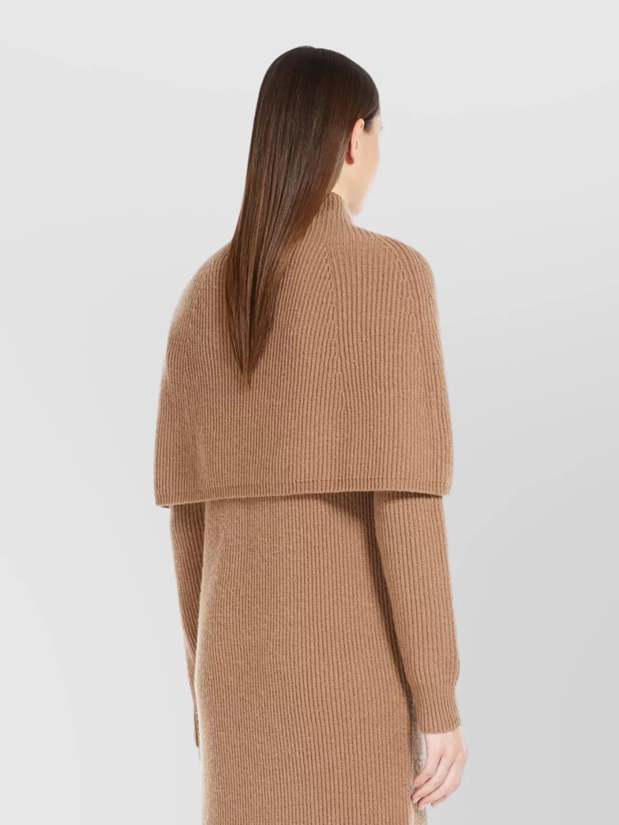S Max Mara Wool And Cashmere Ribbed Cape With Button Detail