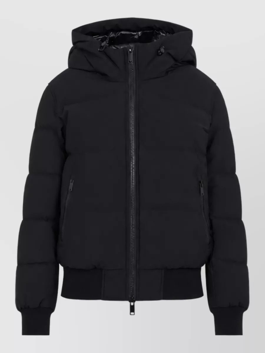 Moose Knuckles down quilted hooded bomber jacket