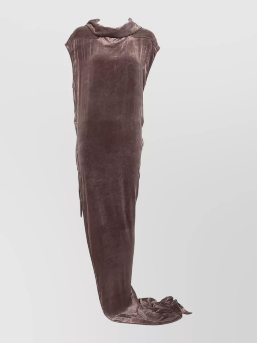 Rick Owens silk-blend high-neck sleeveless draped maxi dress