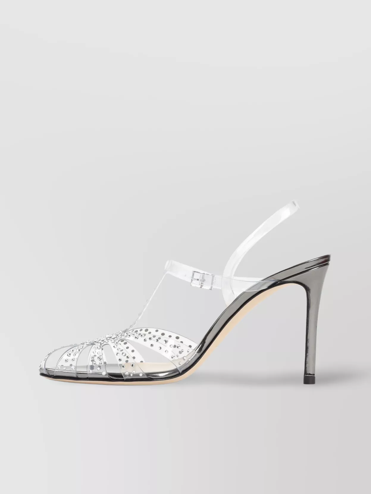 GIORGIO ARMANI CRYSTAL EMBELLISHED LEATHER ROUND TOE PUMPS