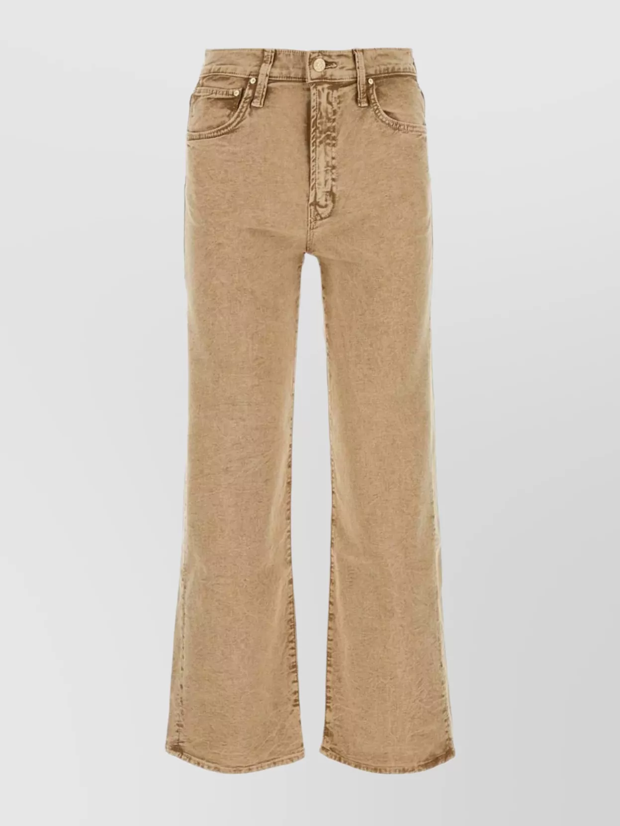 Mother Stretch Denim Flared Silhouette Ankle Jeans In Brown