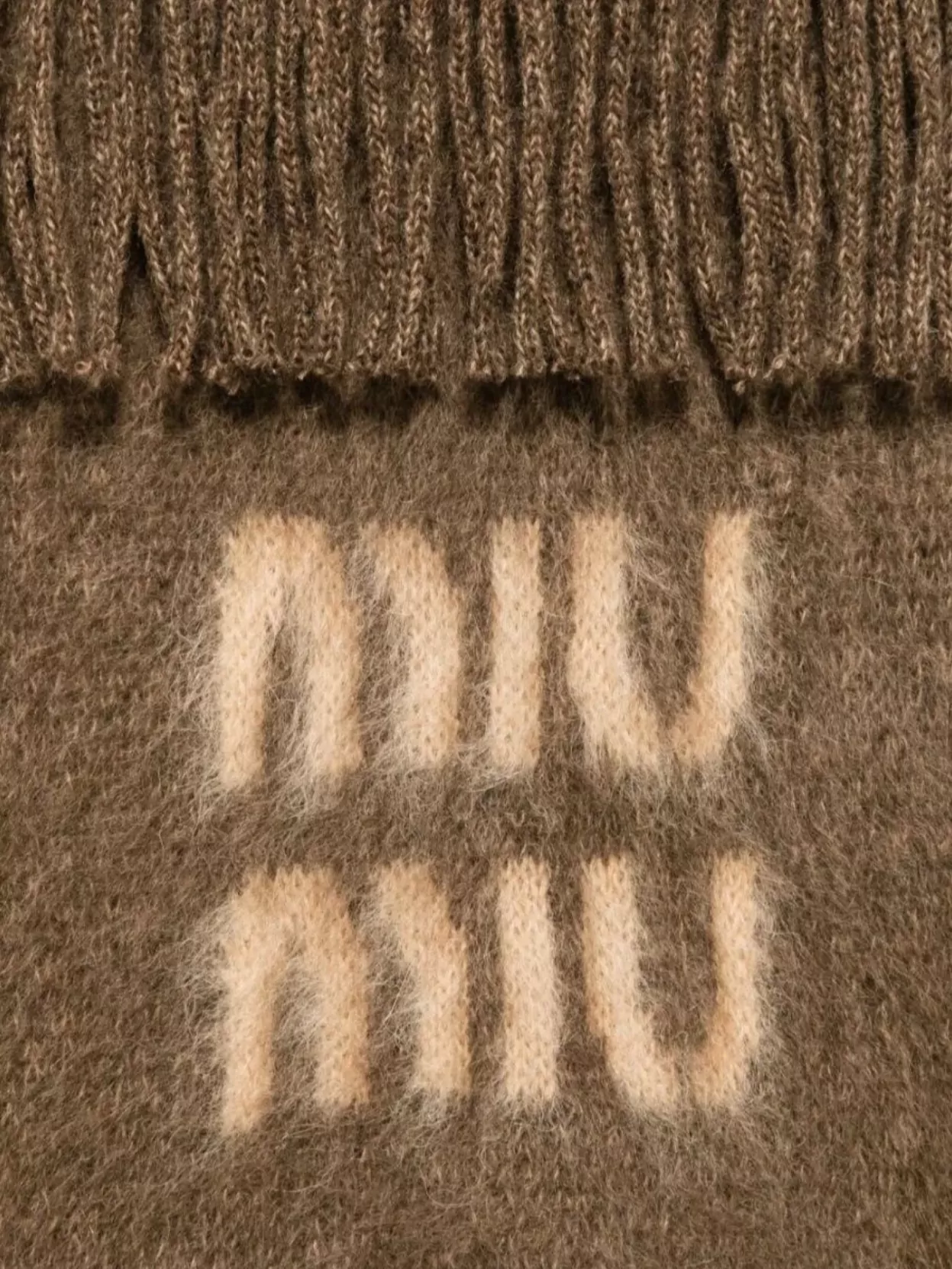 Miu Miu Soft Mohair Blend Wraparound Scarf In Brown